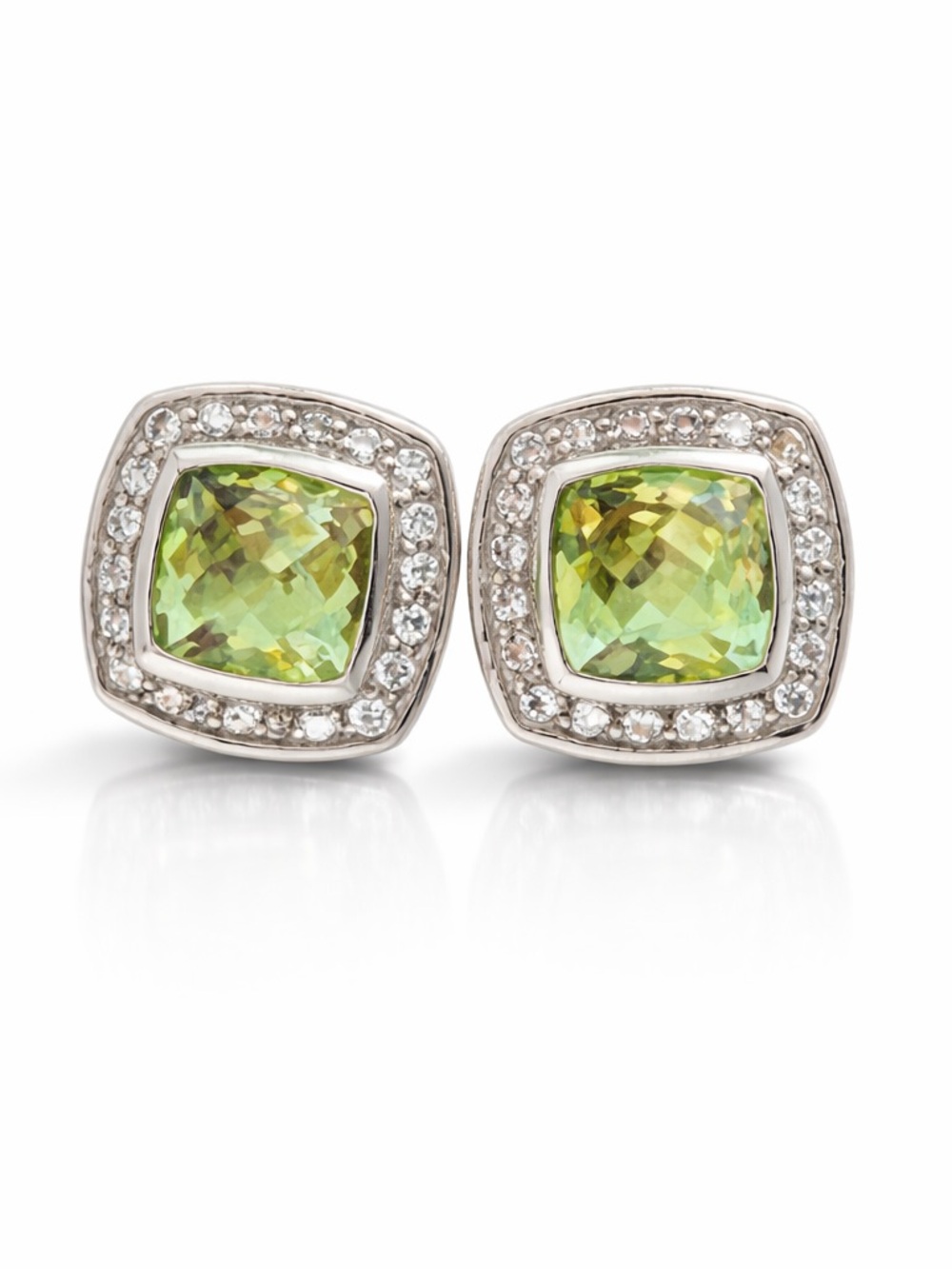 David Yurman Albion Stud Earrings - Prasiolite and pave diamonds